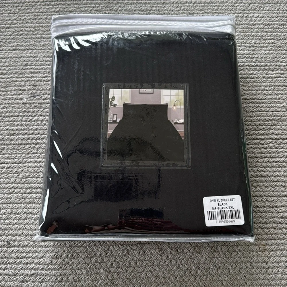 Black Microfiber Twin XL Dorm Sheet Set College Bedding Destiny Crescent NWT